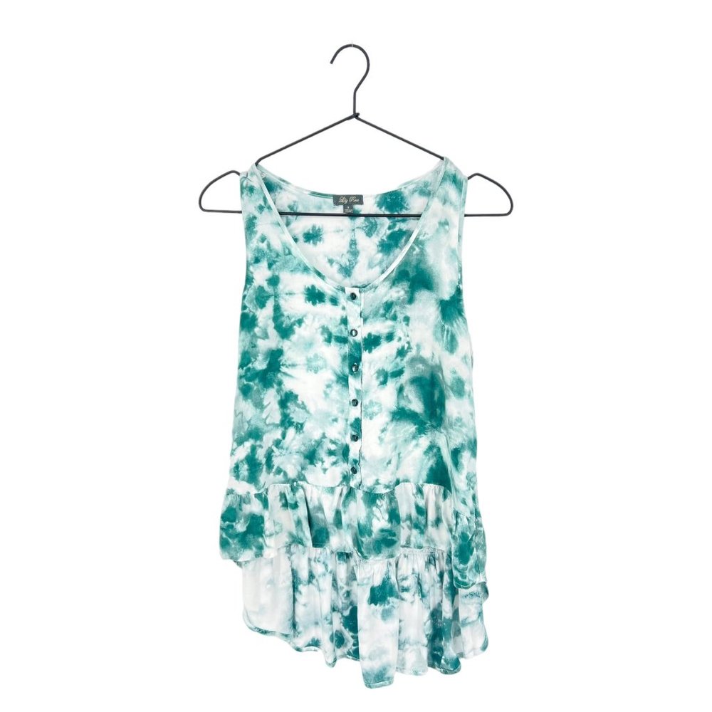 Lily Rose Hi-Lo Rufflem Hem Tie Dye Top | Small
